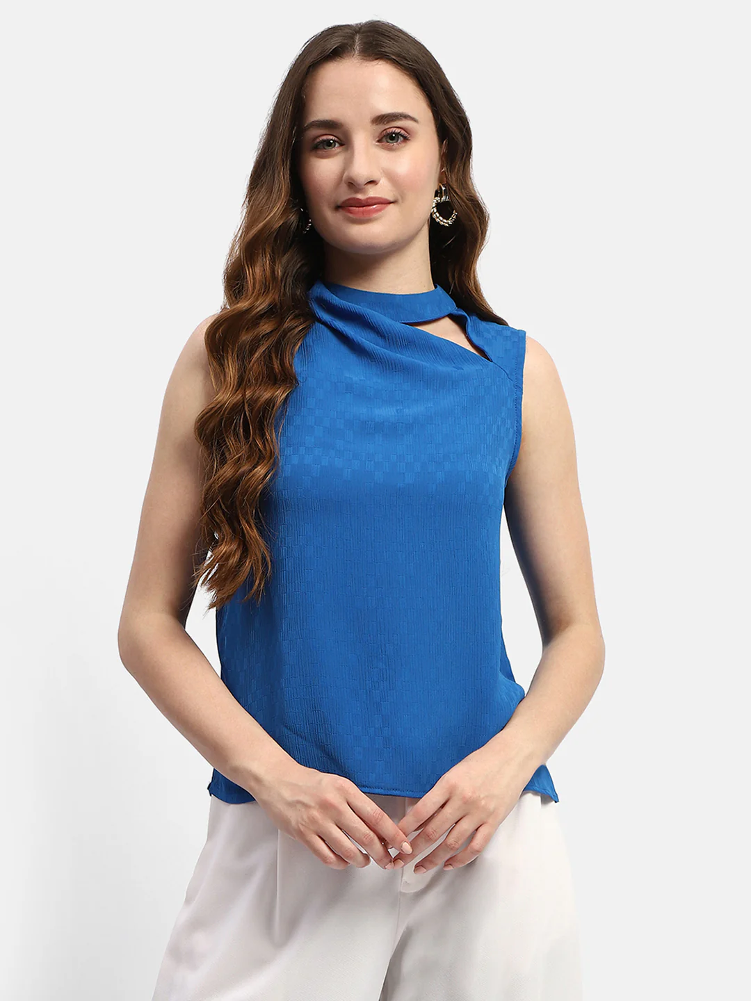 Cowl Neck Royal Blue Top