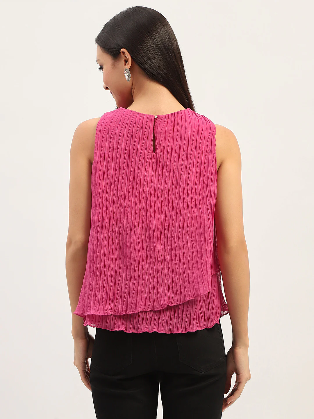 Double Hem Embellished Pink Top - Image 5