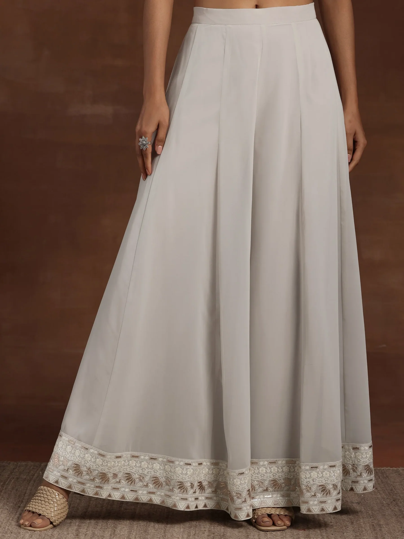 Grey Embroidered Georgette 3 Piece Co-Ords sets - Image 7