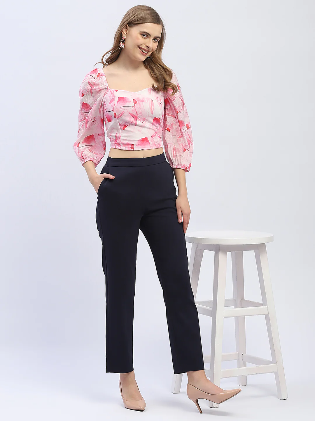 Sweetheart Neck Pink Floral Top - Image 4