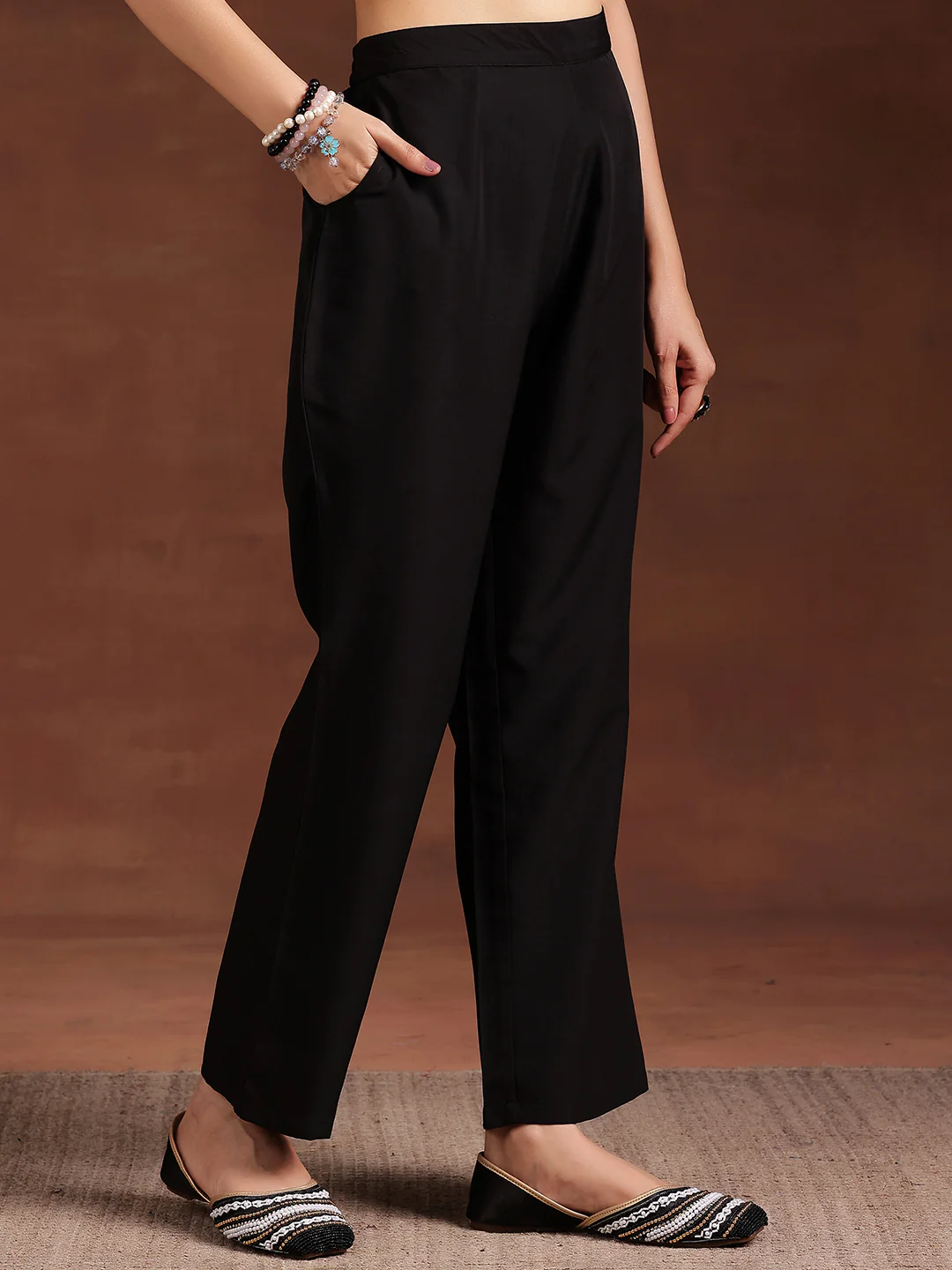 Monochrome Printed Silk Blend Straight Suit With Dupatta - Image 7