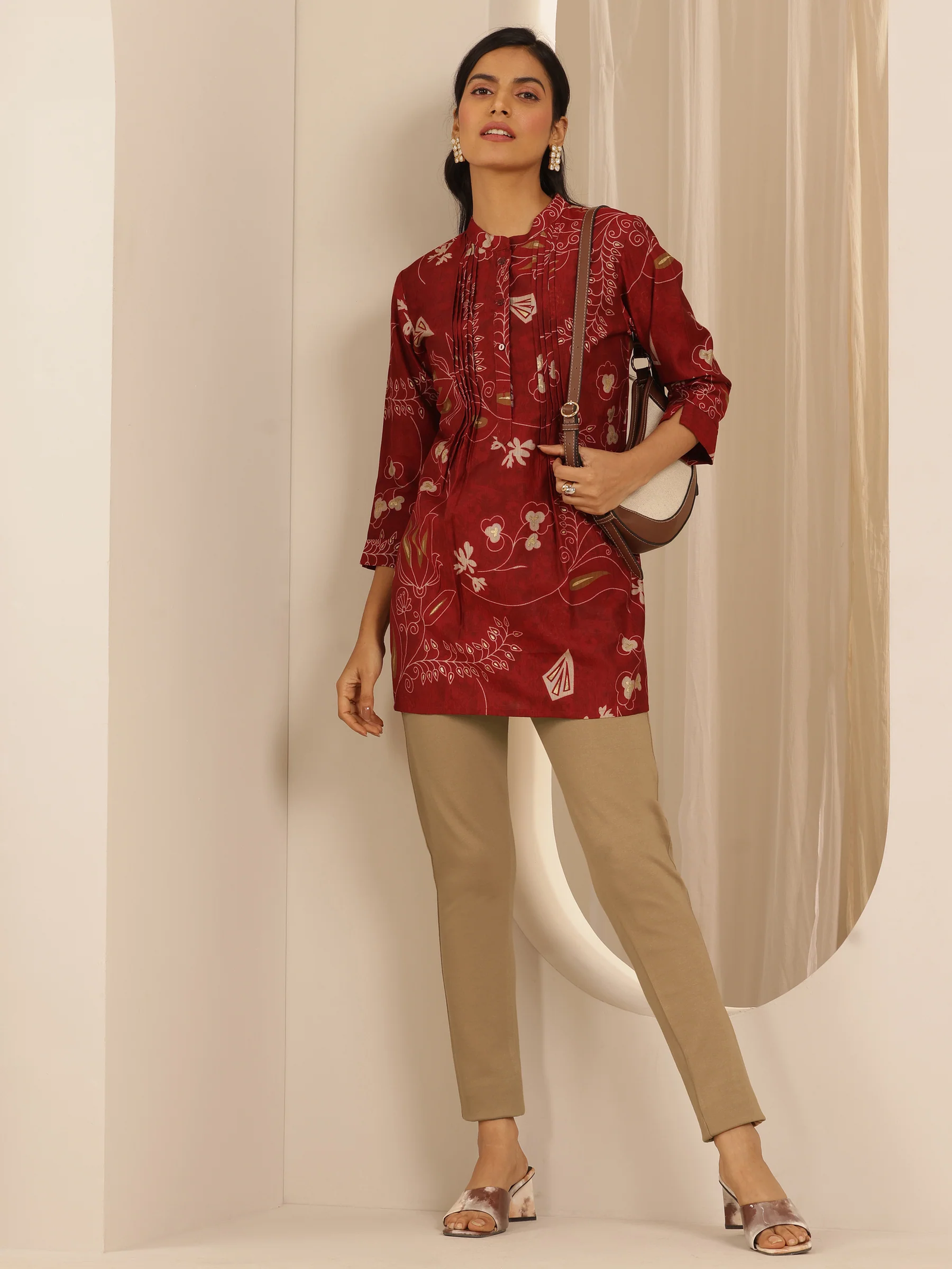 Beige Solid Rayon Blend Jegging - Image 5