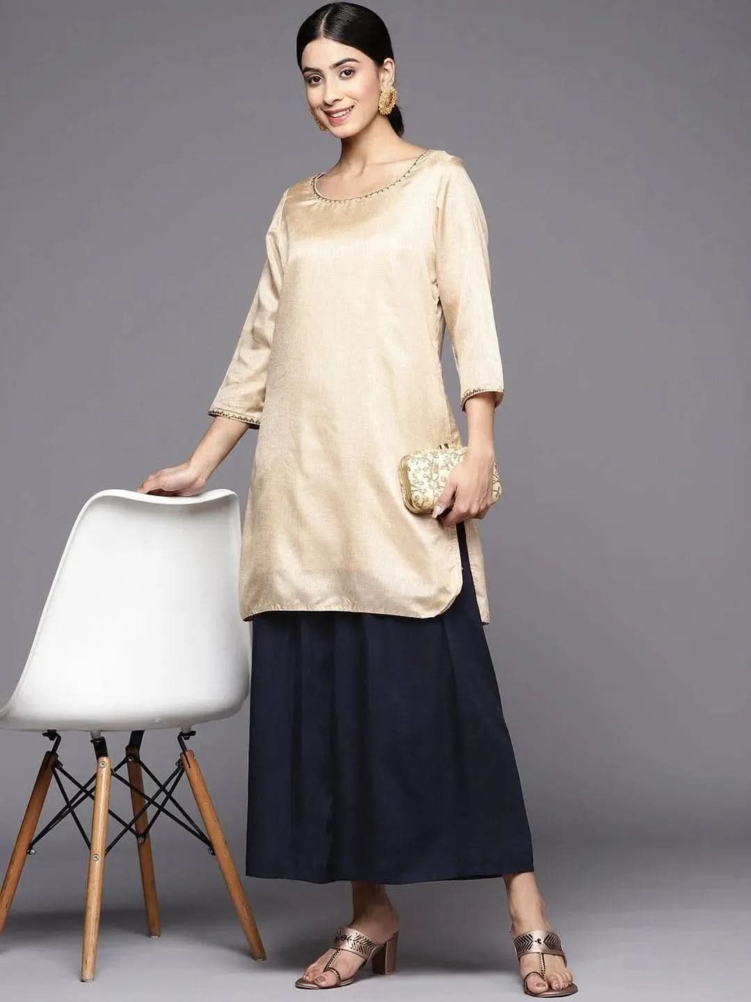 Navy Blue Solid Rayon Palazzos - Image 3