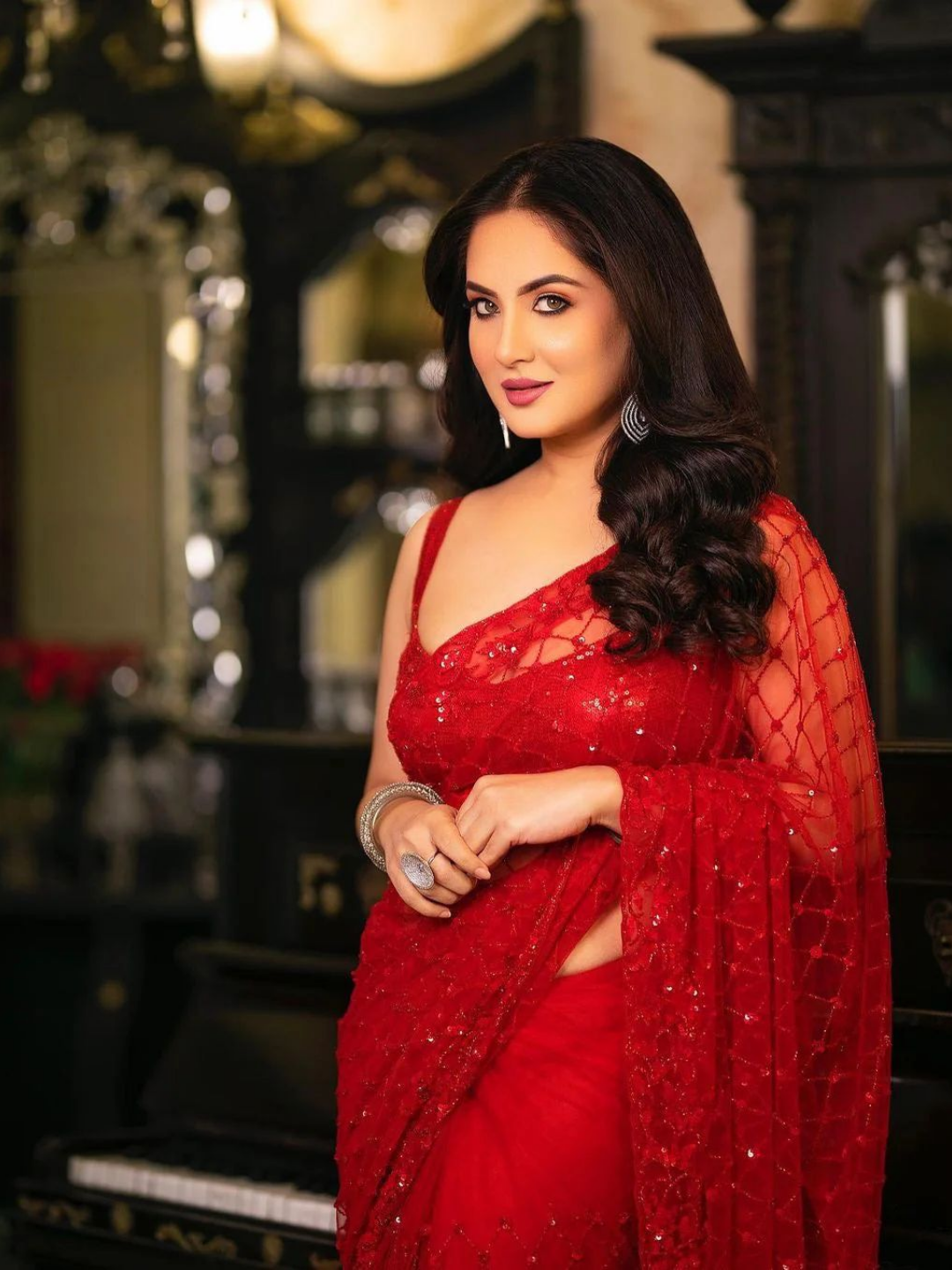 Scarlet Diva Designer Sequin Saree - Image 3