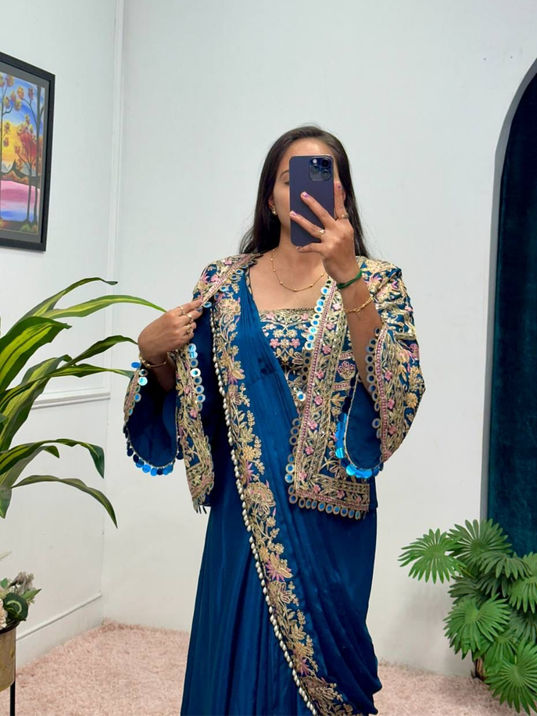 Boho Naari – Azure Royale Drape Set - Image 2