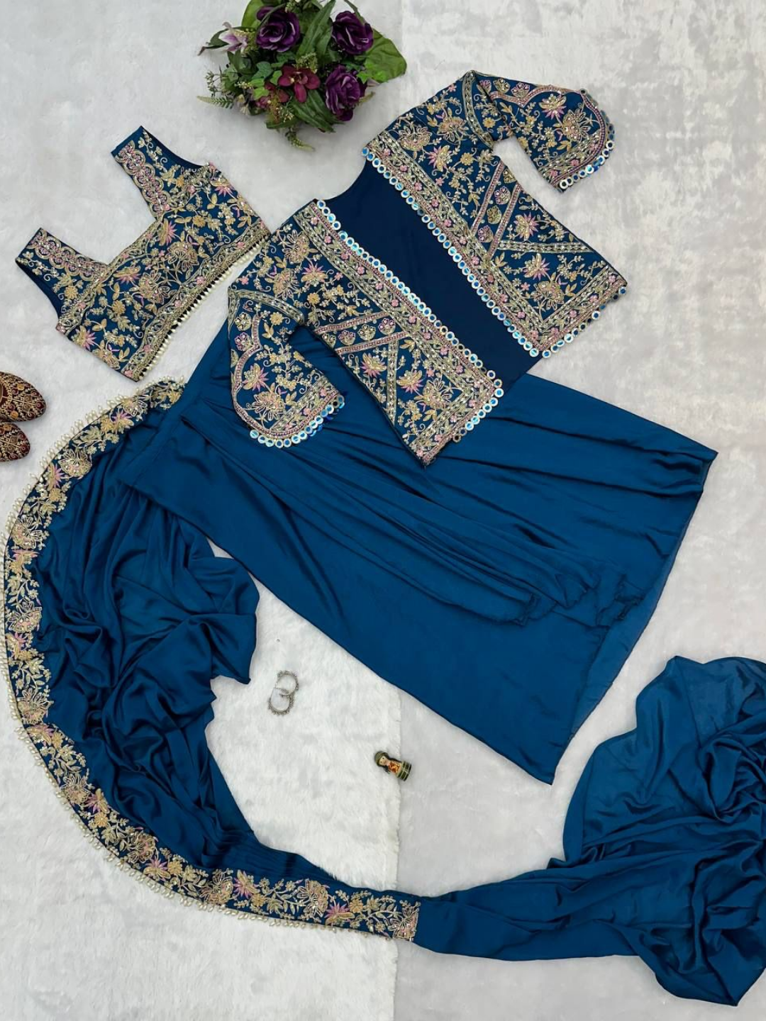 Boho Naari – Azure Royale Drape Set - Image 3