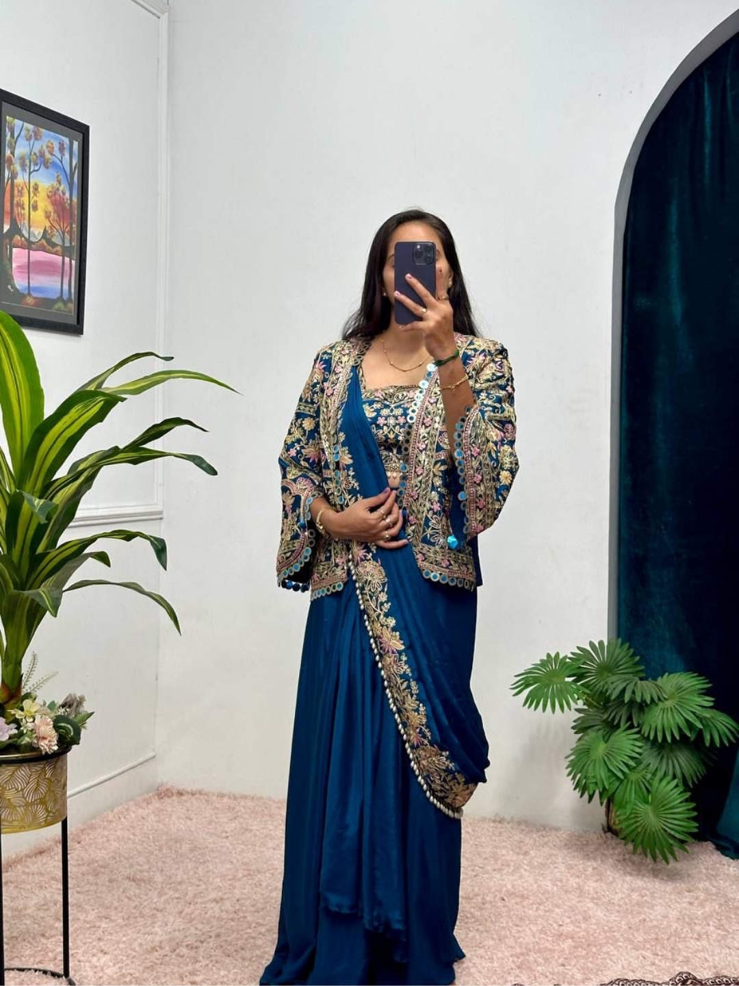 Boho Naari – Azure Royale Drape Set - Image 4