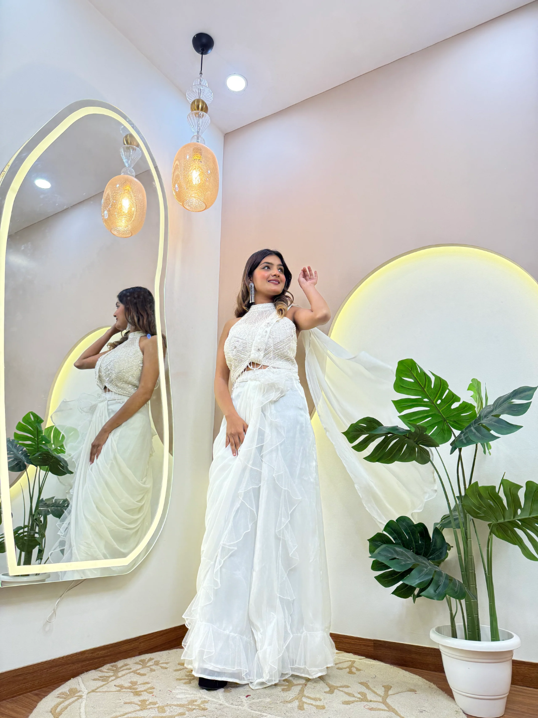 Ivory Grace Chinnon Drape Saree