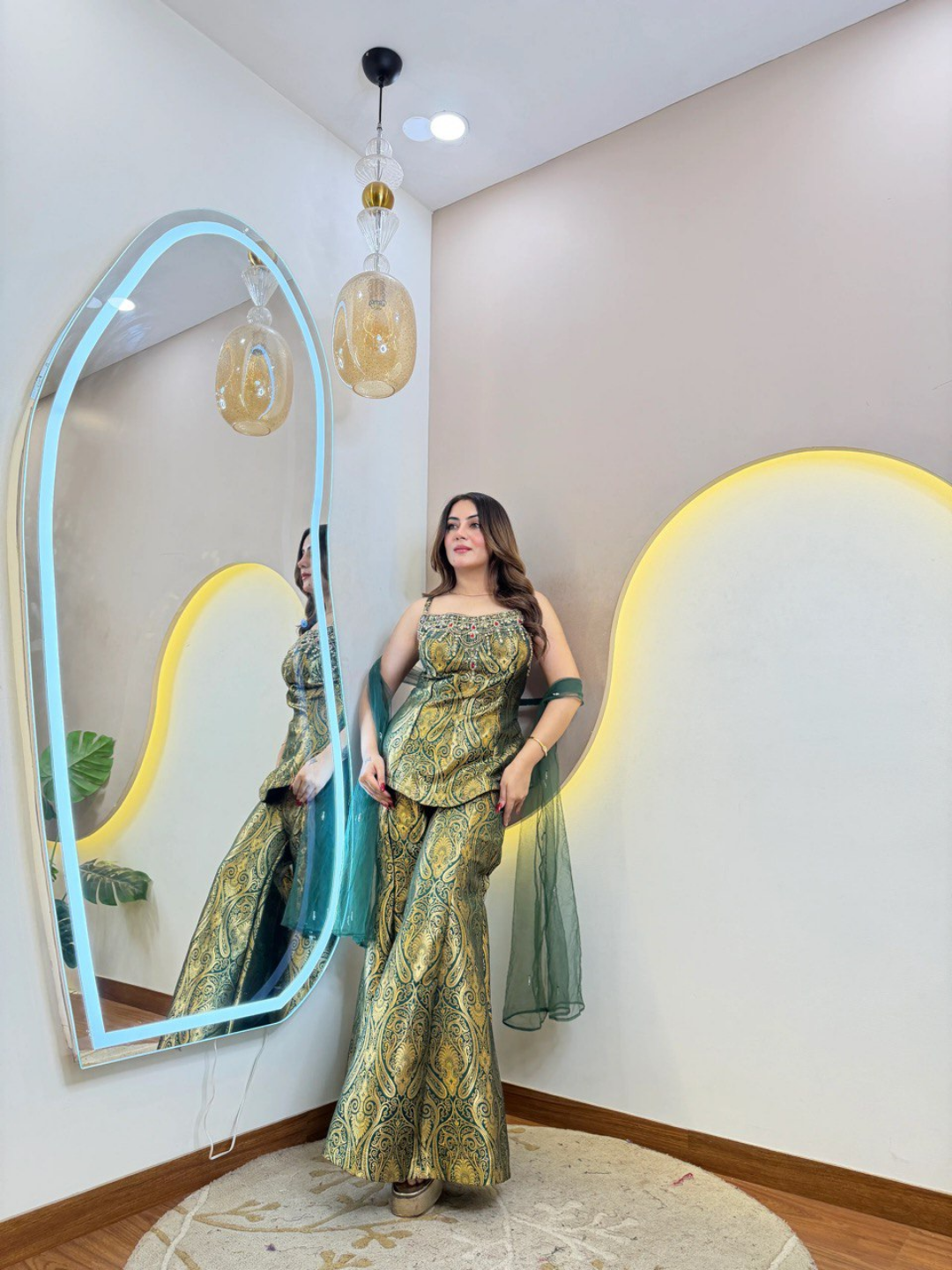 Emerald Paisley Festive Sharara Set