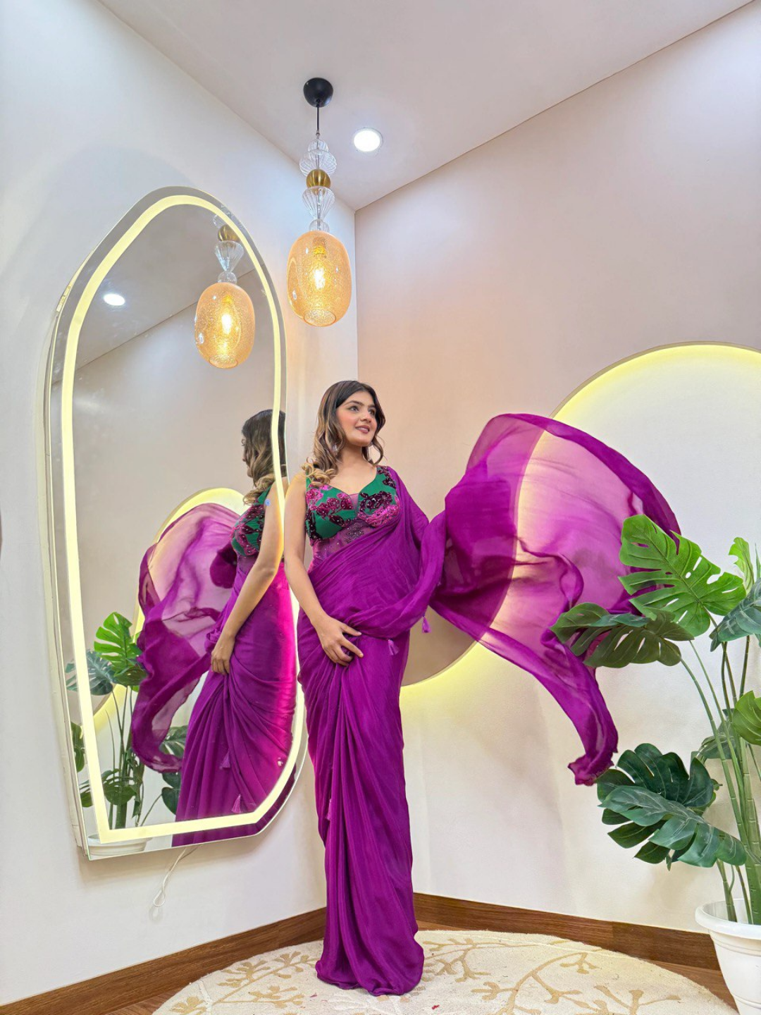 Royal Orchid Flow Drape Saree