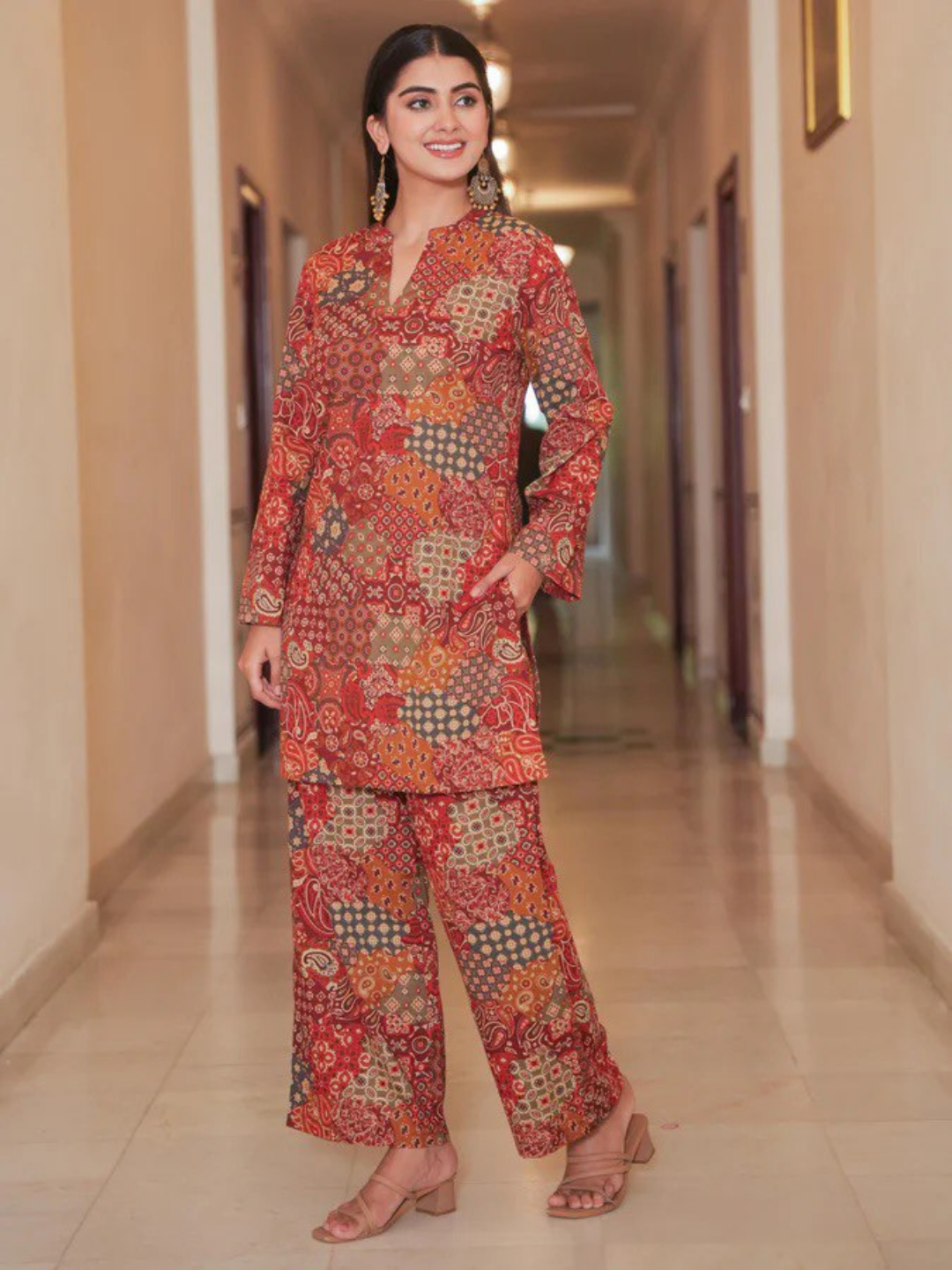 Multicolor Patchwork Cotton Kurta - Image 2