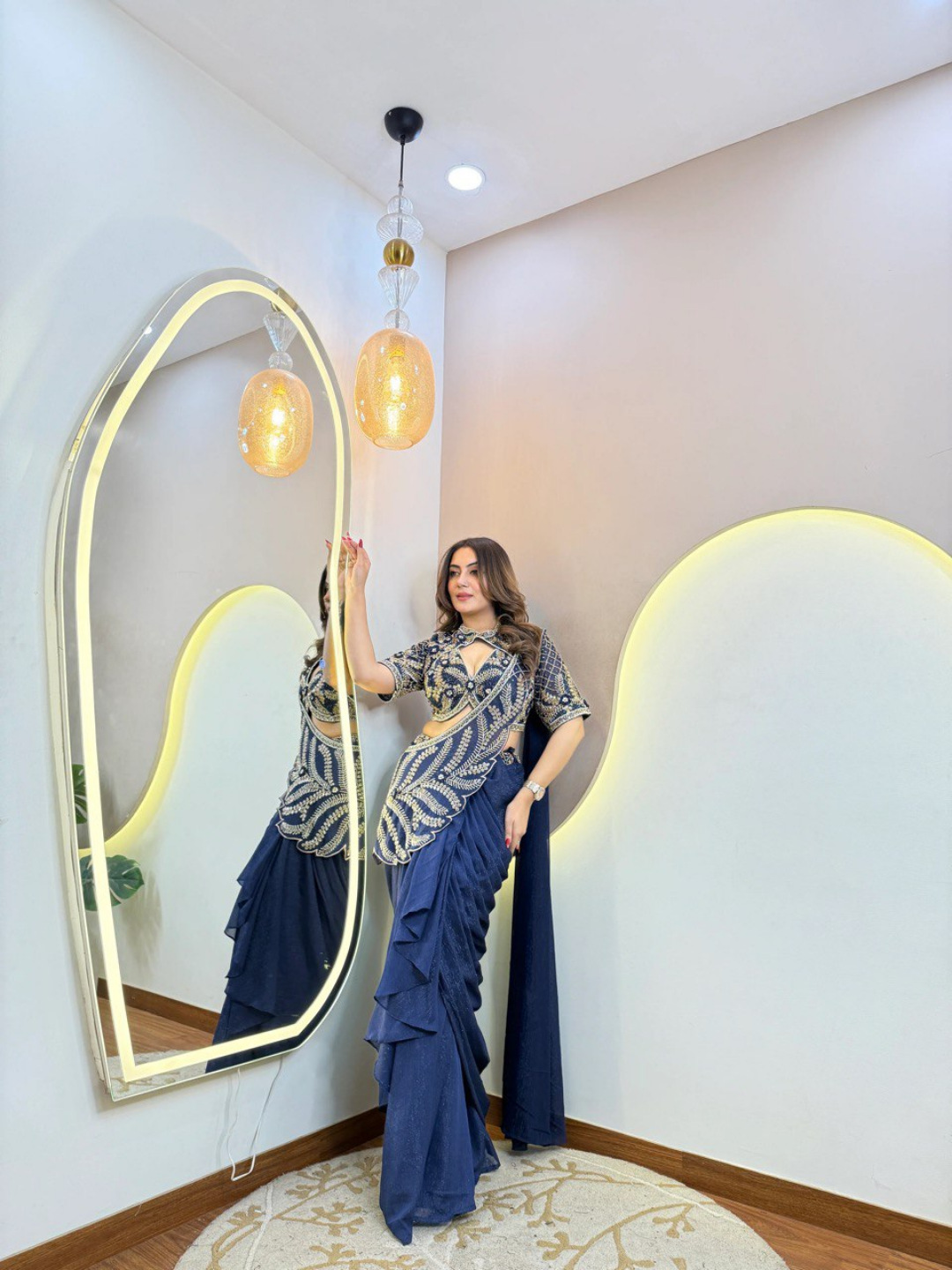 Midnight Royale Ruffle Drape Saree