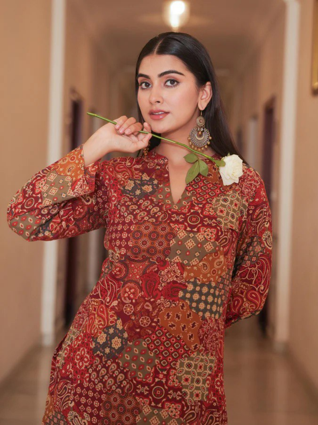 Multicolor Patchwork Cotton Kurta - Image 3