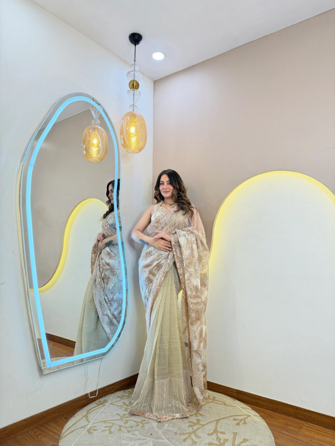 Golden Glow Designer Drape Saree