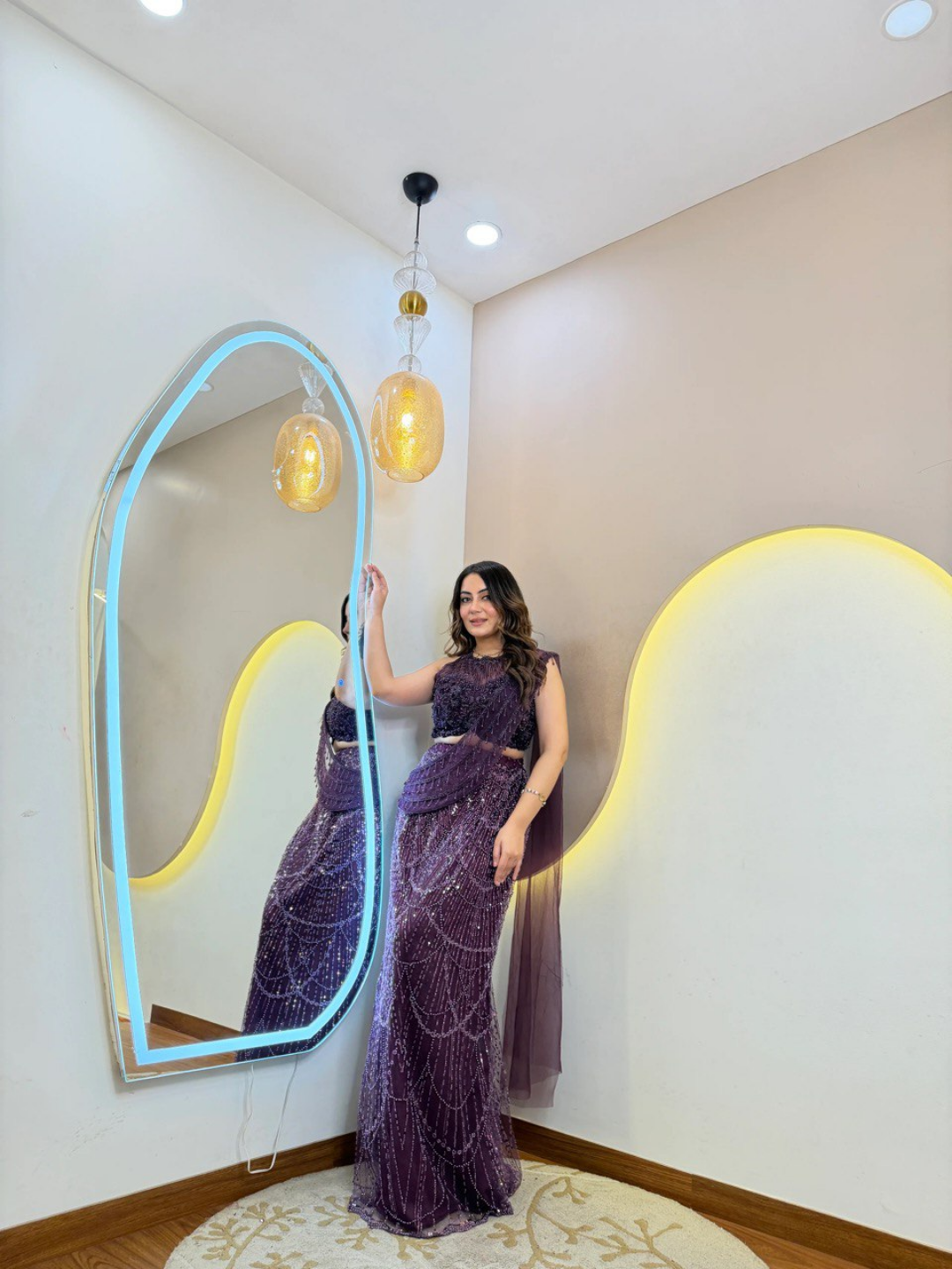 Royal Amethyst Net Drape Saree