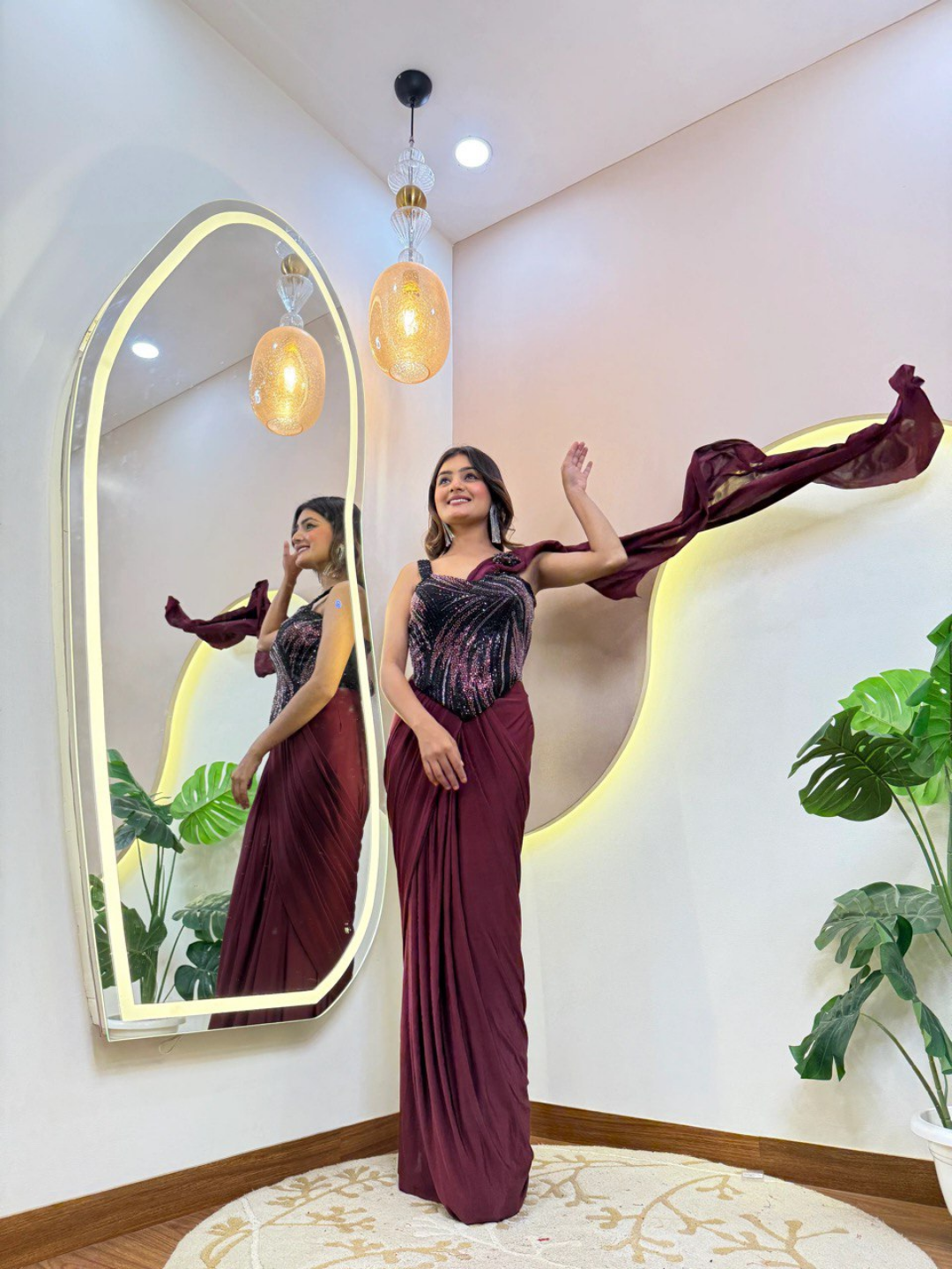 Royal Wine Drape Saree