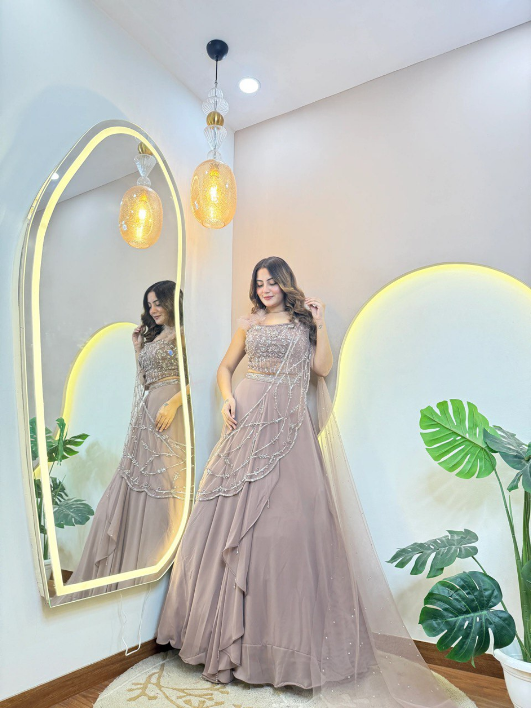 Smoky Elegance Net Drape Saree