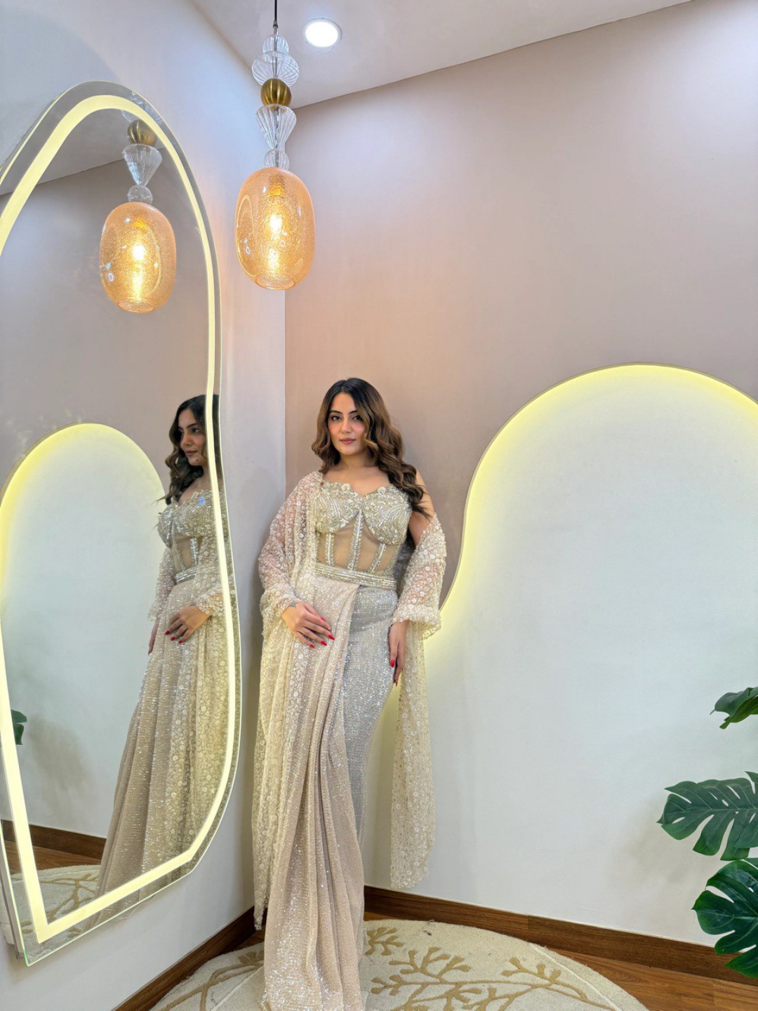 Ivory Fire Luxe Drape Saree - Image 2