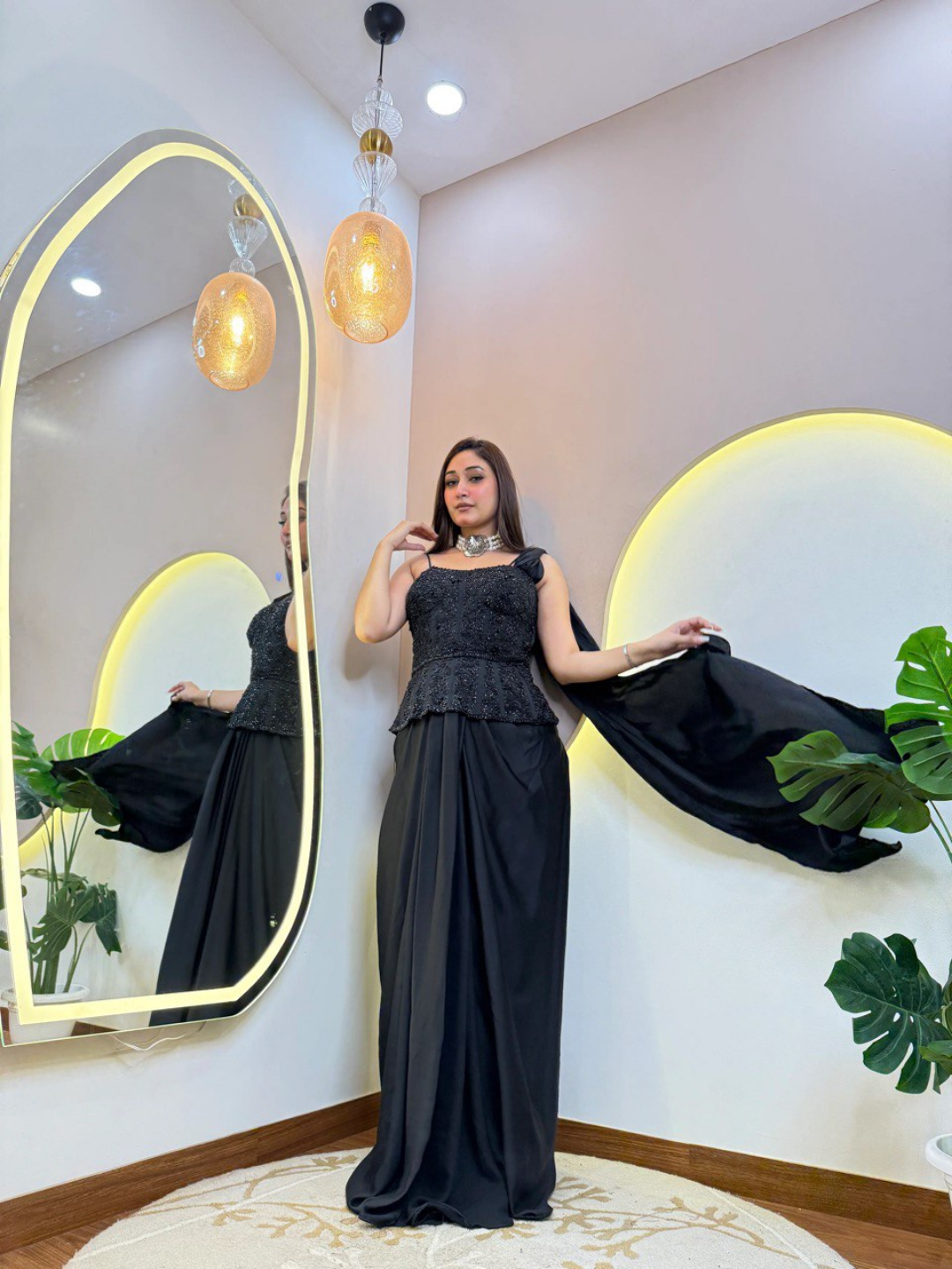 Vani Noir Pure Crepe Drape Saree