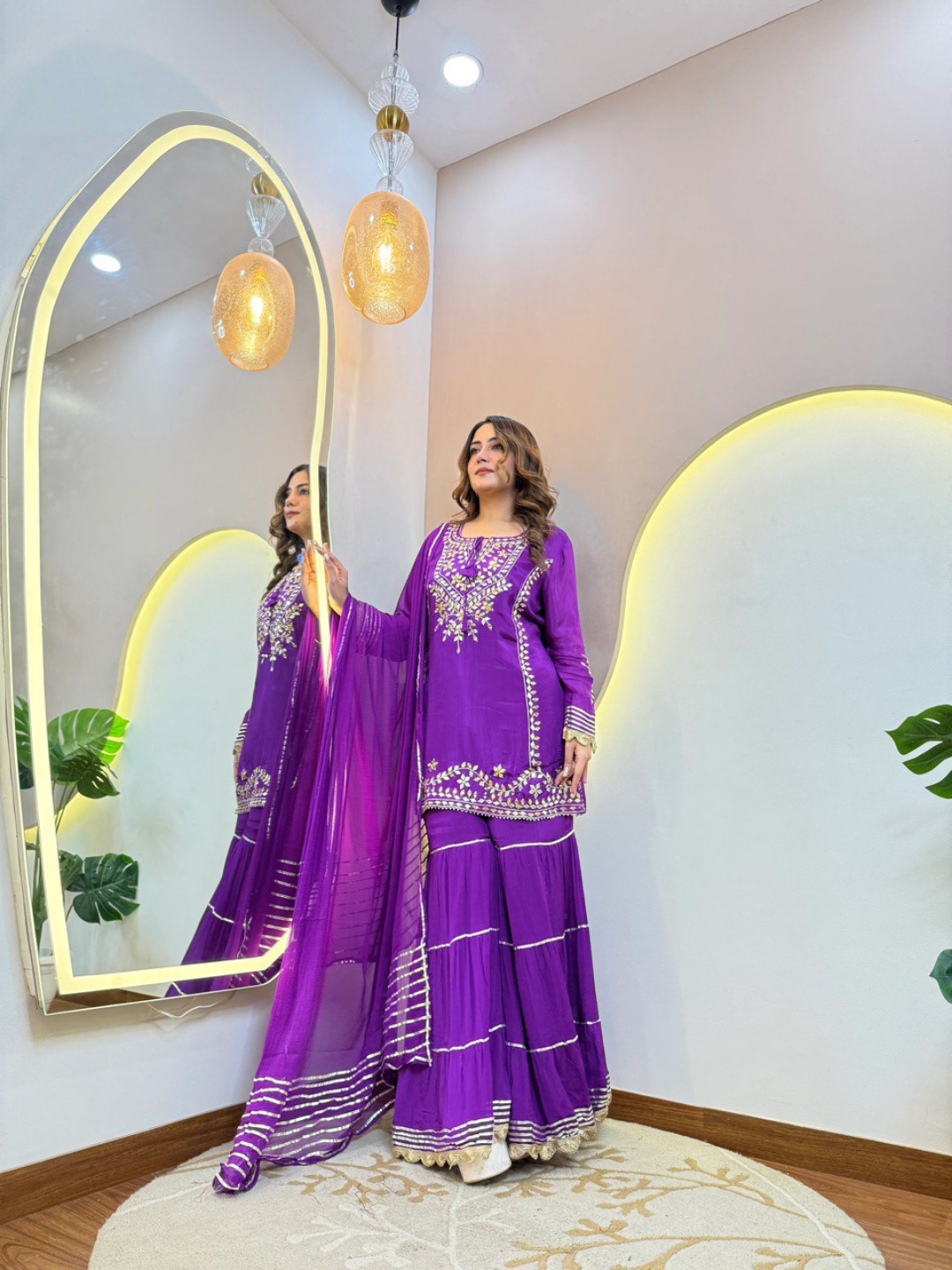 Royal Purple Embroidered Sharara Set - Image 4