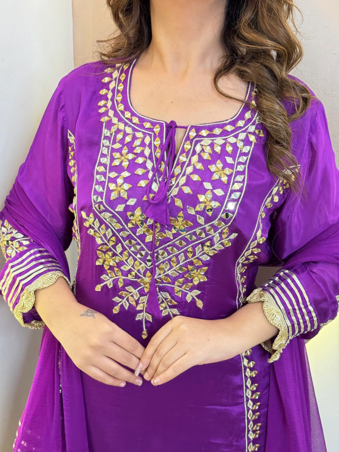 Royal Purple Embroidered Sharara Set - Image 2