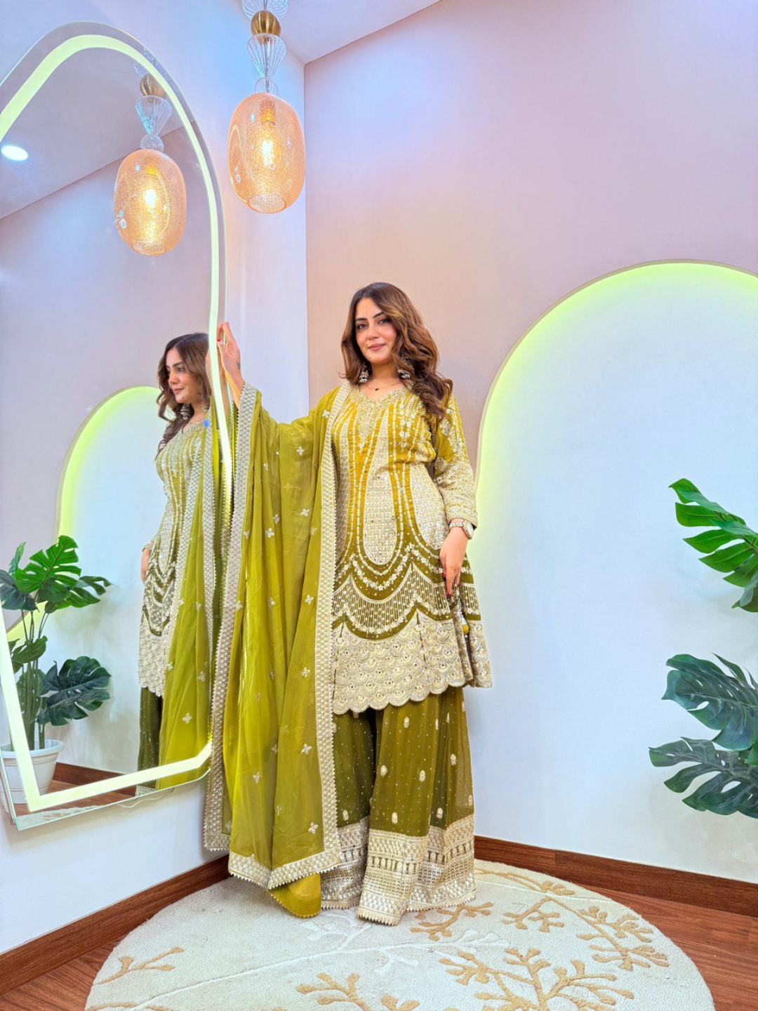 Olive Royale Festive Sharara Set