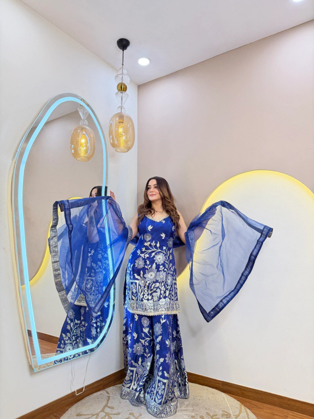 Royal Blue Banarasi Silk Party Wear Suit