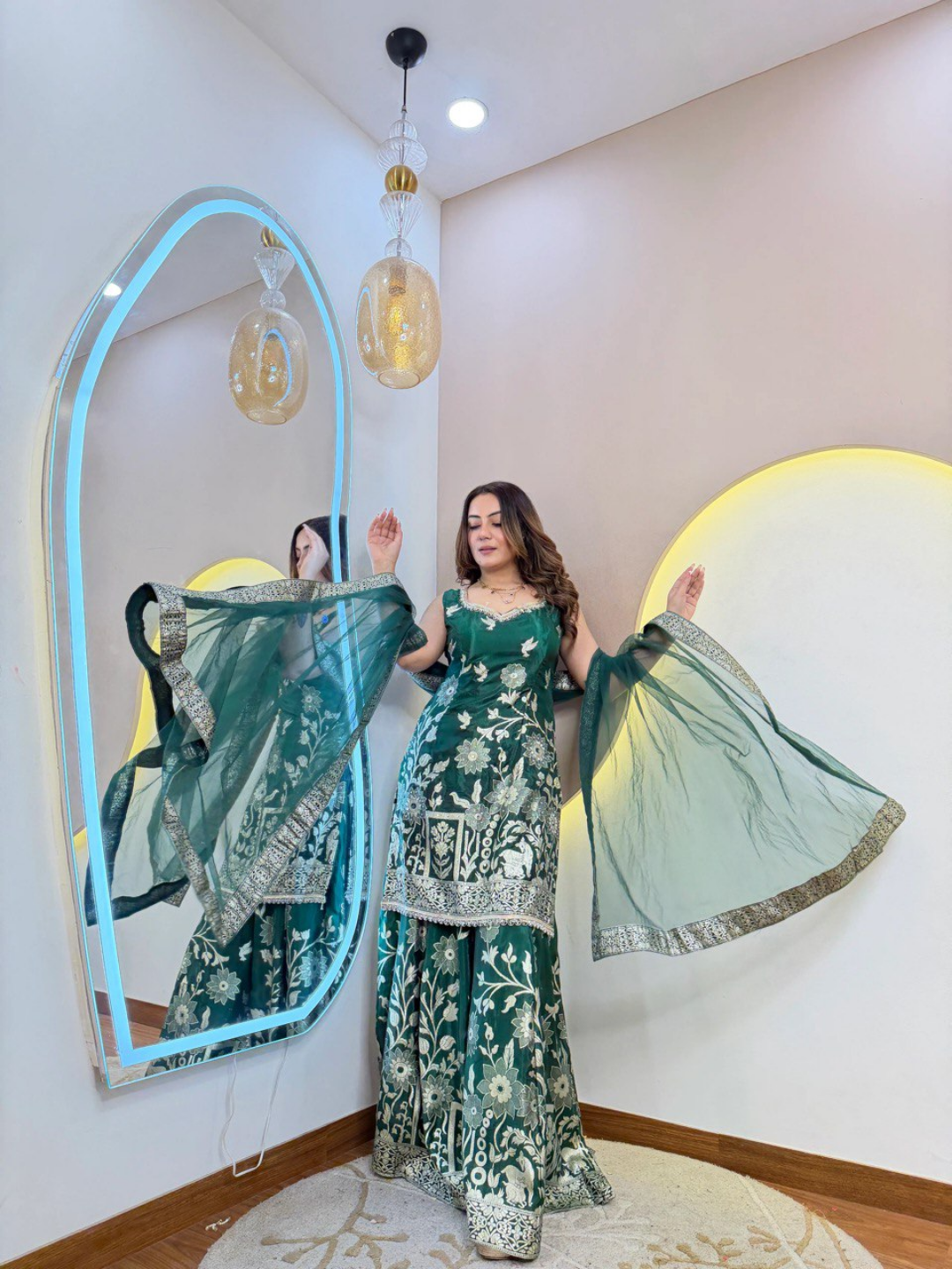 Emerald Green Banarasi Silk Party Wear Suit