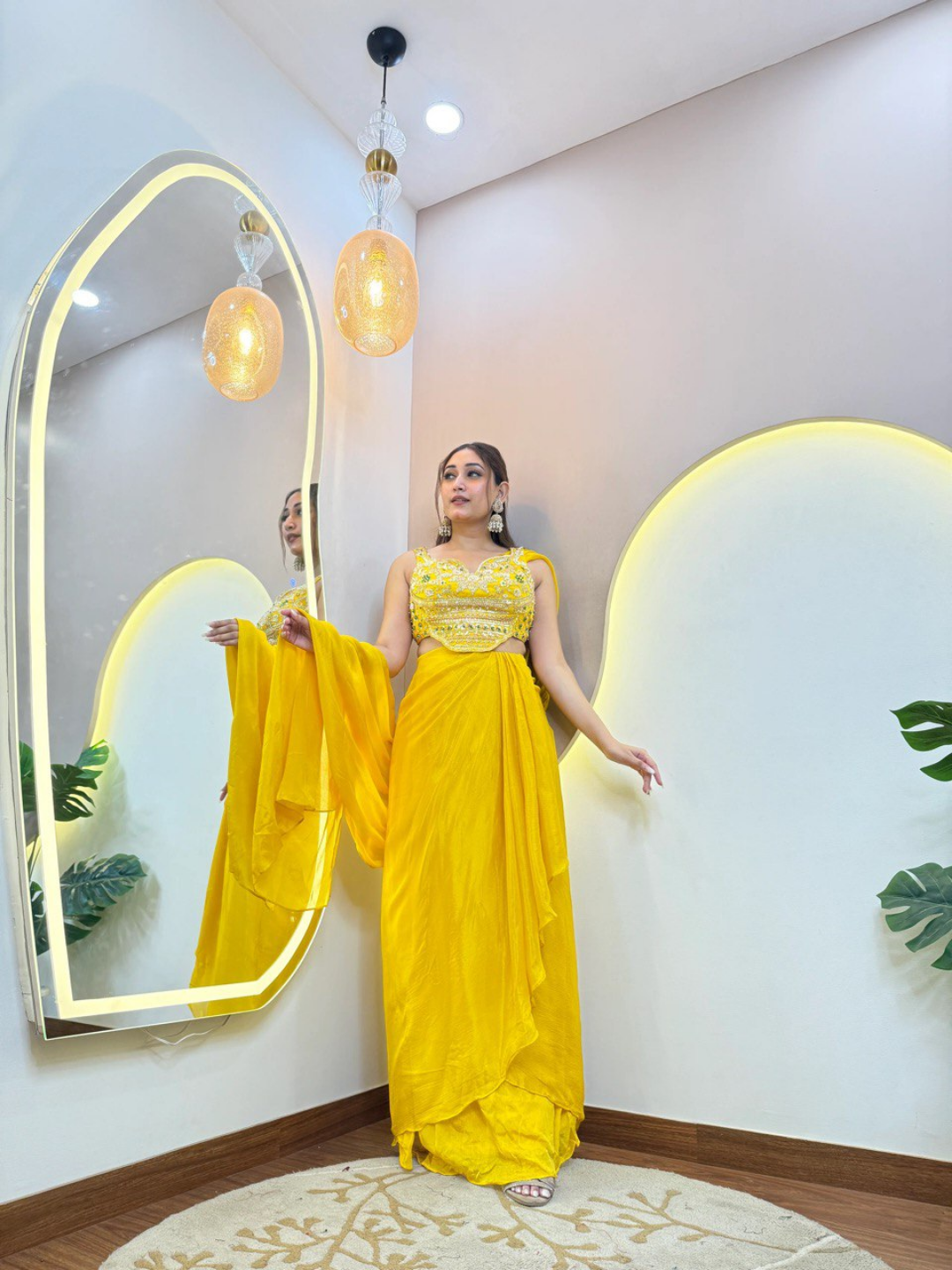 Sunshine Yellow Festive Drape Saree